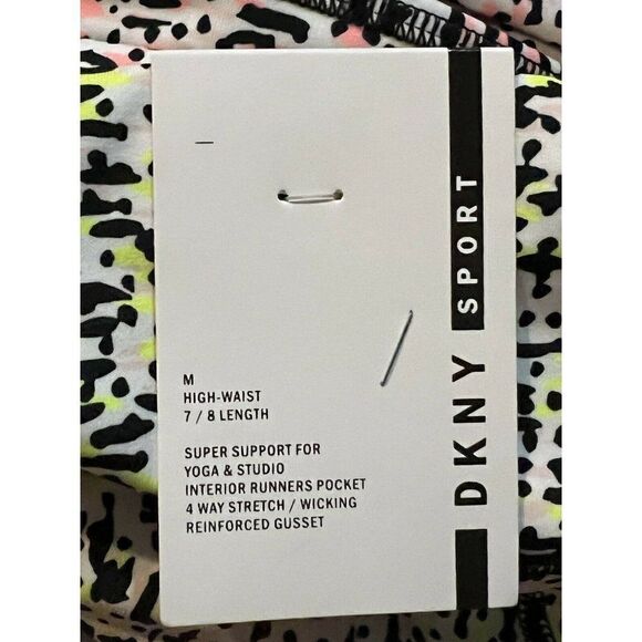 DKNY Sport Black Multicolor Confetti Print High Waist Leggings Womens Medium NWT - Picture 9 of 9